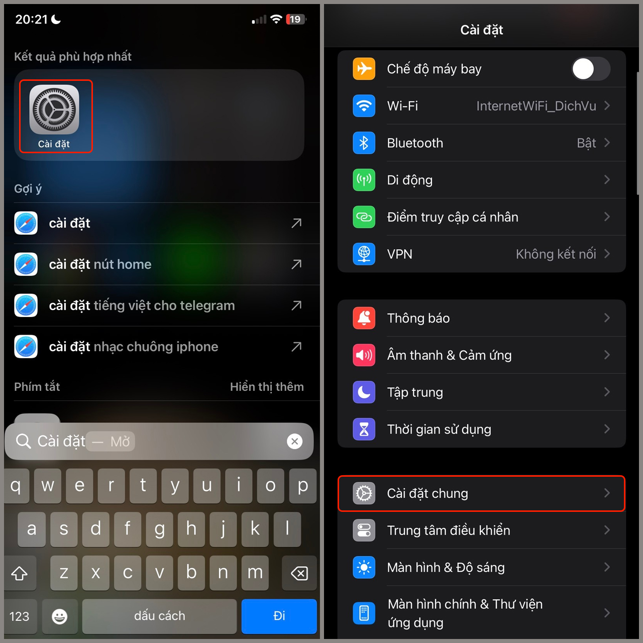 Cách khởi động lại iPhone bằng cách tắt máy trong Cài đặt bước 1